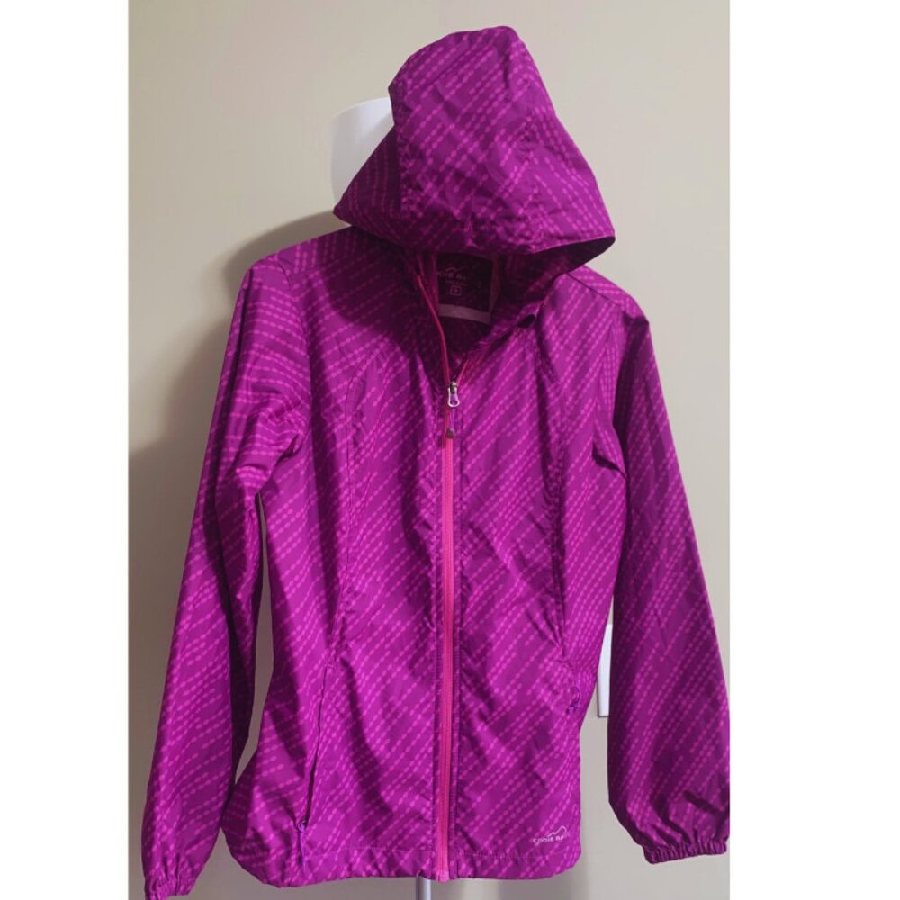 Eddie Bauer Women Lightweight Windbreaker Jacket Purple with Hoodie Size SMALL